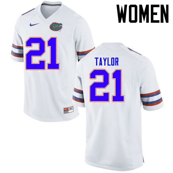 NCAA Florida Gators Fred Taylor Women's #21 Nike White Stitched Authentic College Football Jersey VOZ7364PR